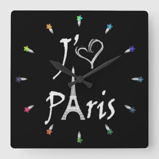 j'aime Paris Vierkante Klok (Voorkant)