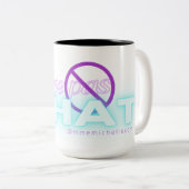 J'aime pas chat Franse expressie kat grappig Tweekleurige Koffiemok (Voorkant rechts)