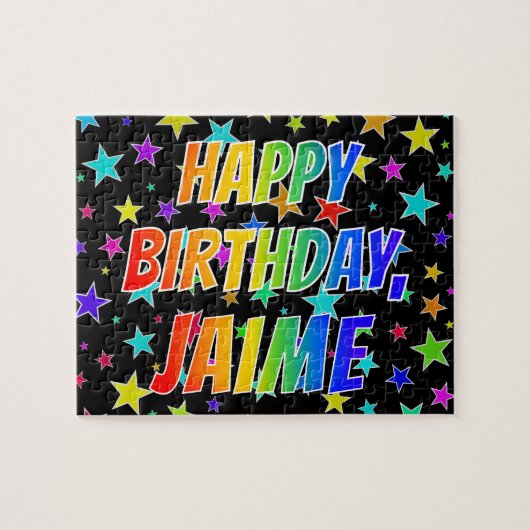 "JAIME" Voornaam, Fun "HAPPY BIRTHDAY" Legpuzzel (Horizontaal)