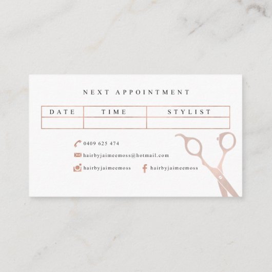 Jaimee Moss Visitekaartjes (Achterkant)