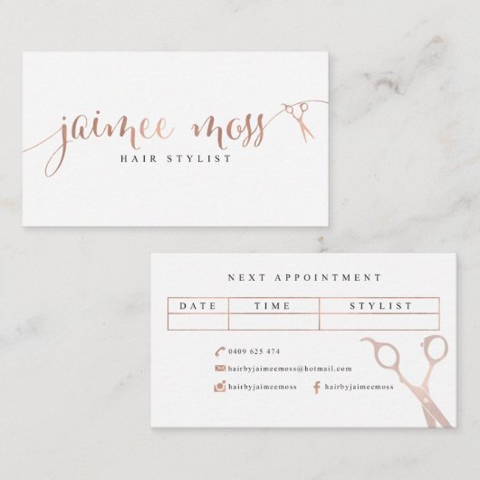 Jaimee Moss Visitekaartjes (Voorkant / Achterkant)