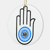 Jainisme Symbool Hand and and Wheel Reading Ahimsa Keramisch Ornament (Links)