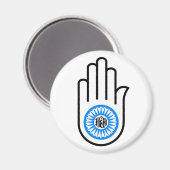 Jainisme Symbool Hand and and Wheel Reading Ahimsa Magneet (Voorkant / Achterkant)