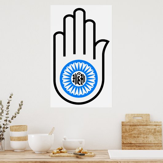 Jainisme Symbool Hand and and Wheel Reading Ahimsa Poster (Keuken)
