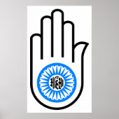 Jainisme Symbool Hand and and Wheel Reading Ahimsa Poster (Voorkant)