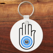 Jainisme Symbool Hand and and Wheel Reading Ahimsa Sleutelhanger (Voorkant)