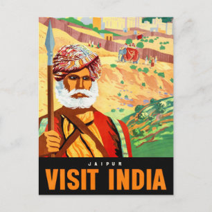 Jaipur Bezoek India Vintage Reisposter Gerestauree Briefkaart