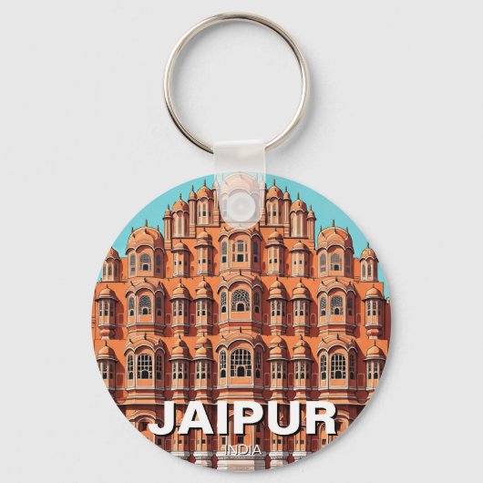Jaipur Hawa Mahal Souvenir Sleutelhanger (Voorkant)