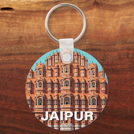 Jaipur Hawa Mahal Souvenir Sleutelhanger (Voorkant)