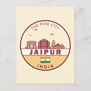 Jaipur India City Skyline Embleem Briefkaart