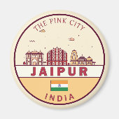 Jaipur India City Skyline Embleem Magneet (Voorkant)