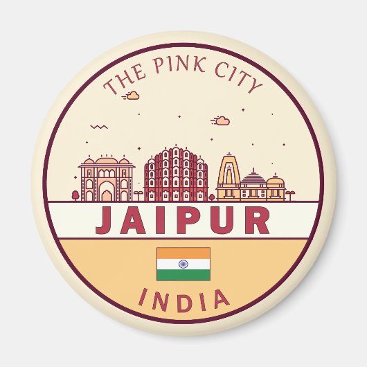Jaipur India City Skyline Embleem Magneet (Voorkant)