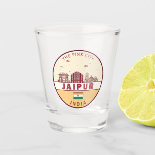 Jaipur India City Skyline Embleem Shot Glas