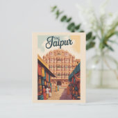 Jaipur India Hawa Mahal Illustratie Reiskunst Briefkaart (Staand voorkant)