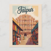 Jaipur India Hawa Mahal Illustratie Reiskunst Briefkaart (Voorkant)