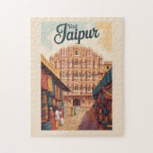 Jaipur India Hawa Mahal Illustratie Reiskunst Legpuzzel (Verticaal)