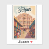 Jaipur India Hawa Mahal Illustratie Reiskunst Sticker (Vel)