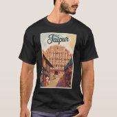 Jaipur India Hawa Mahal Illustratie Reiskunst T-shirt (Voorkant)