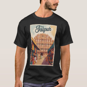 Jaipur India Hawa Mahal Illustratie Reiskunst T-shirt