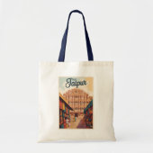 Jaipur India Hawa Mahal Illustratie Reiskunst Tote Bag (Voorkant)