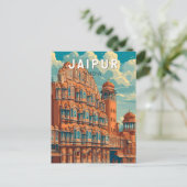Jaipur India Illustratie Reizen Art Vintage Briefkaart (Staand voorkant)
