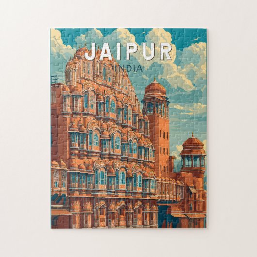 Jaipur India Illustratie Reizen Art Vintage Legpuzzel (Verticaal)