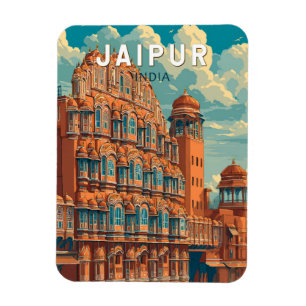 Jaipur India Illustratie Reizen Art Vintage Magneet