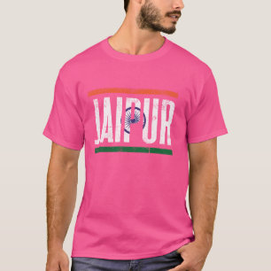 JAIPUR INDIA MET ZIJN TROTSE INDIASE VLAG EN KLEUR T-SHIRT