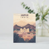 Jaipur India Pink City Vintage Travel Briefkaart (Staand voorkant)