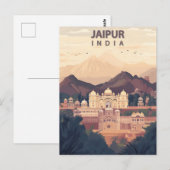 Jaipur India Pink City Vintage Travel Briefkaart (Voorkant / Achterkant)