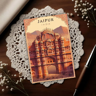 Jaipur India - Stad van de Paleizen Vintage Reizen Briefkaart