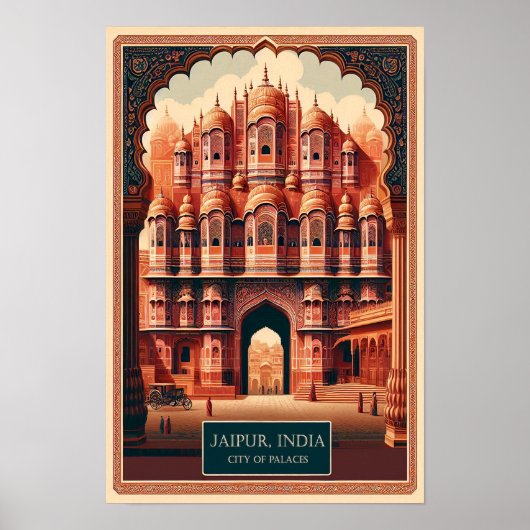 Jaipur India - Stad van Paleizen Vintage Travel Poster (Voorkant)