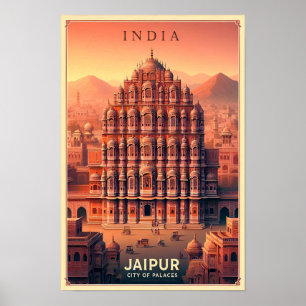 Jaipur India - Stad van Paleizen Vintage Travel Poster