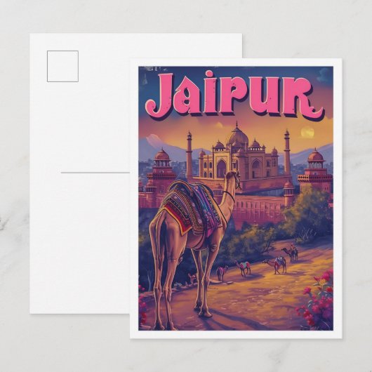 Jaipur India Vintage Kunst Reizen Illustratie Briefkaart (Voorkant / Achterkant)