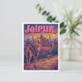 Jaipur India Vintage Kunst Reizen Illustratie Briefkaart (Staand voorkant)