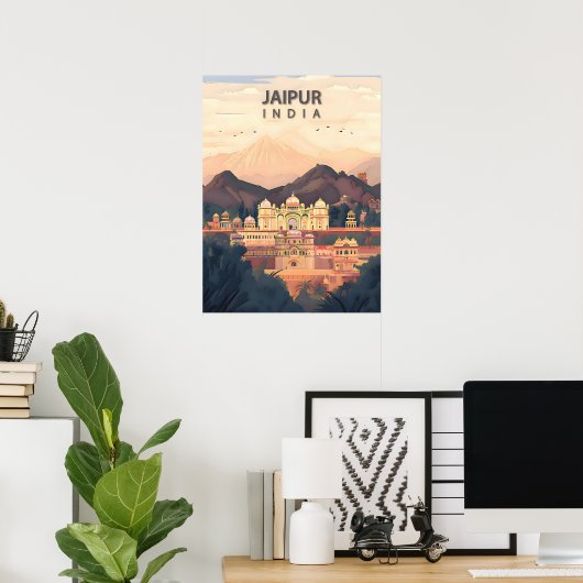 Jaipur – Indiase Koninklijke Roze Stad Poster (Thuiskantoor)