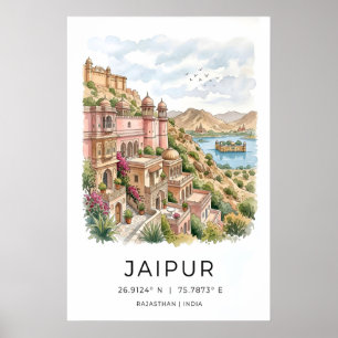 Jaipur-kunstprint Vintage Pink City, Koepel Poster