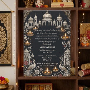 Jaipur Mahal Jharokha Diwali Zilveren Juweel Tinte Kaart