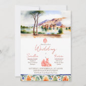 Jaipur paleis waterverf Indiase bruiloft sjabloon Kaart (Voorkant)