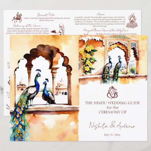 Jaipur pauwen Indiase huwelijksrituelen programma (Voorkant / Achterkant)