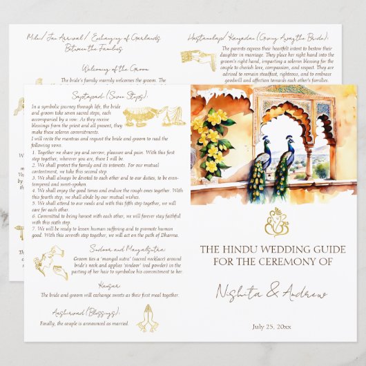 Jaipur pauwen Indiase huwelijksrituelen programma (Voorkant / Achterkant)