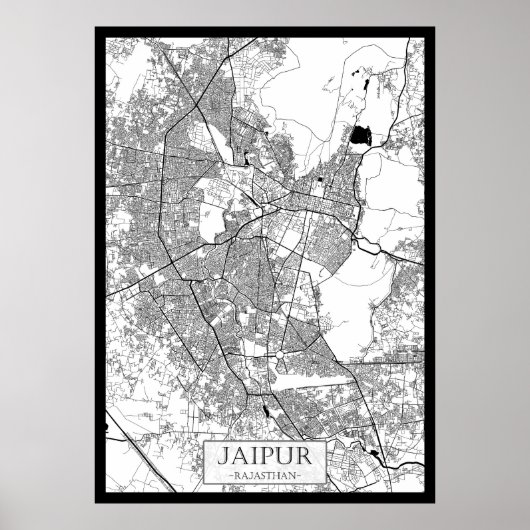 Jaipur Rajasthan Kaart Poster (Voorkant)