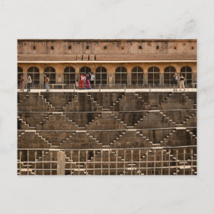 Jaipur-trappenput met bezoekers   Historisch Rajas Briefkaart