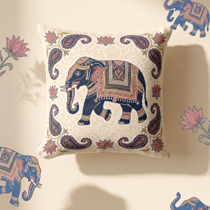 Jaipuri Voorspoedige Olifant Print Patroon Diwali Kussen