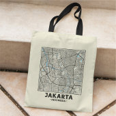 Jakarta, Indonesia, City Map Tote Bag