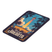 Jakarta Indonesia Illustration Travel Art Vintage Magneet (Linkerzijde)