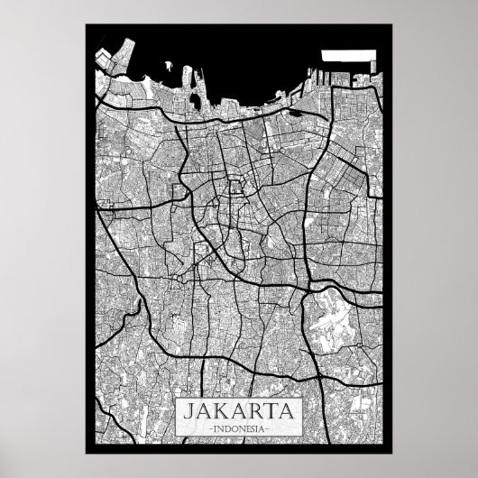 Jakarta Indonesia Map Poster (Voorkant)