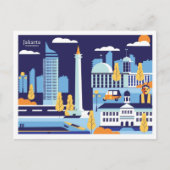 Jakarta Indonesia travel place illustration Briefkaart (Voorkant)