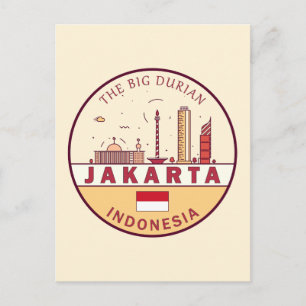 Jakarta Indonesië City Skyline Embleem Briefkaart