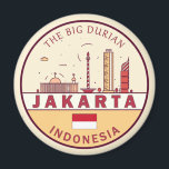 Jakarta Indonesië City Skyline Embleem Magneet<br><div class="desc">Jakarta minimalistisch,  kleurrijk kunstontwerp met monumenten en bezienswaardigheden van de stad in Indonesië.</div>